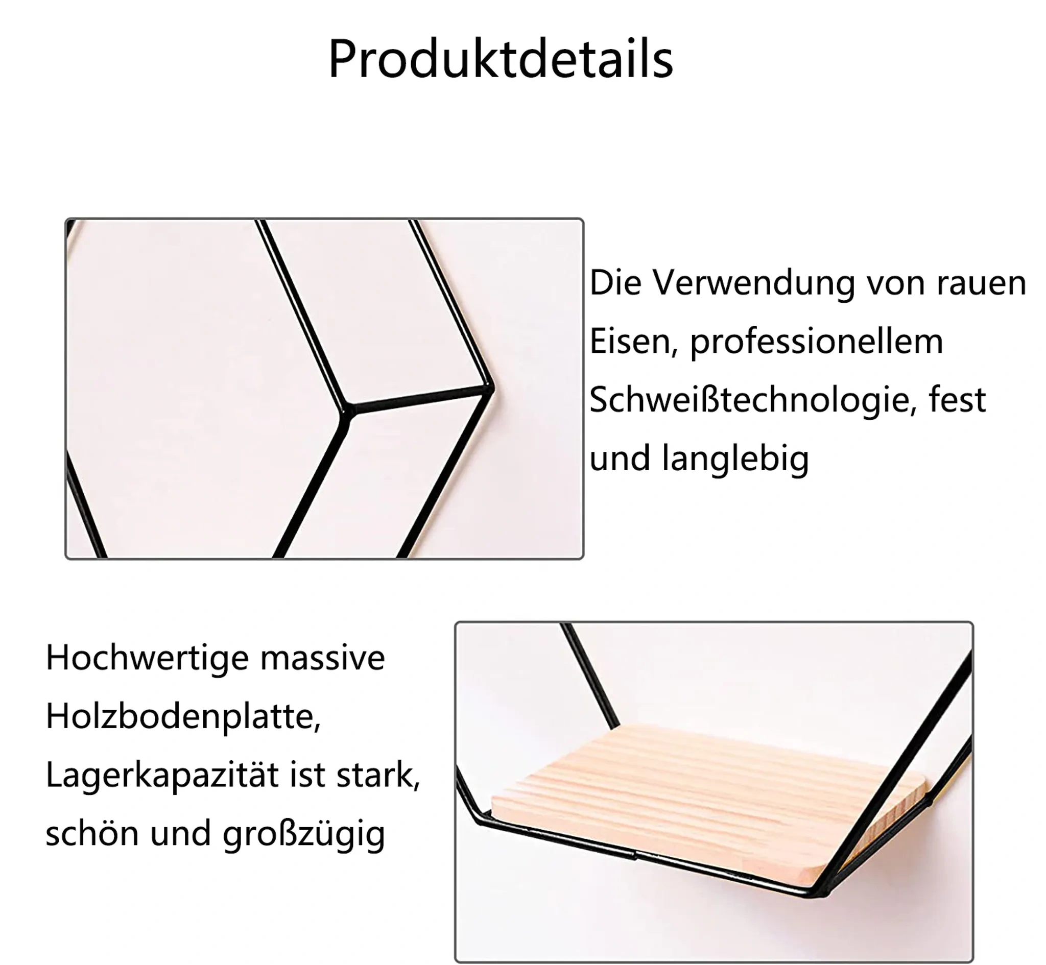 3er Set Wandregal Vintage – Metall/Holz Wandboard 28/24/17 cm für Wohnzimmer, Bad & Küche