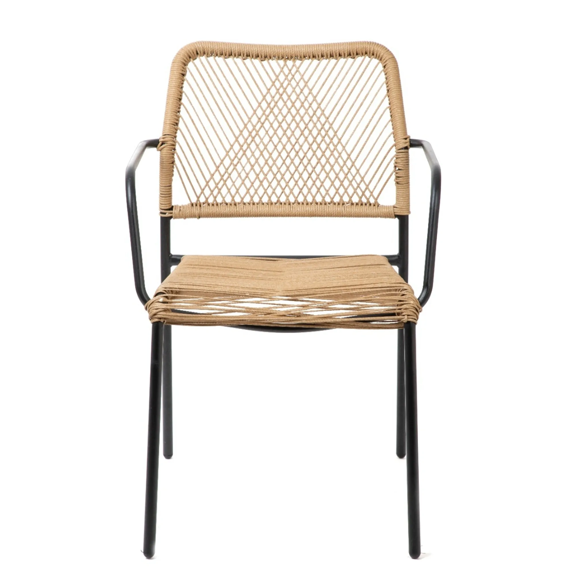 HOMLA SOBREME Stuhl – Schwarzer Polsterstuhl mit Naturkordel, 54×63×78 cm