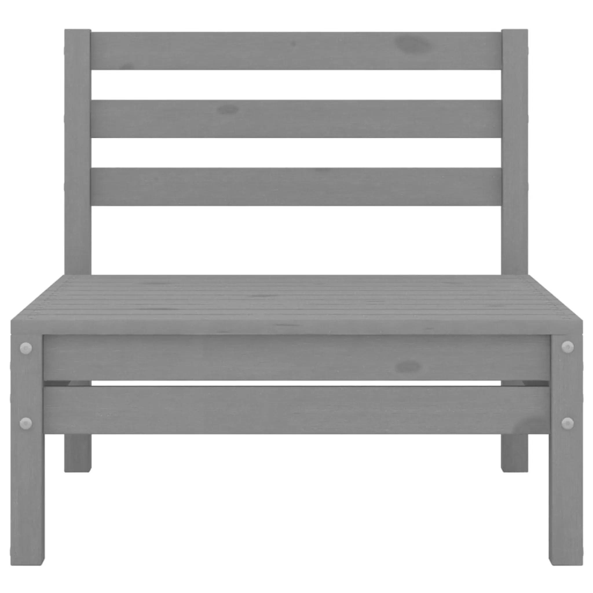 Garten-Mittelsofa aus massivem Kiefernholz – Grau – 63,5 × 63,5 × 62,5 cm Garten-Mittelsofa aus massivem Kiefernholz – Grau – 63,5 × 63,5 × 62,5 cm