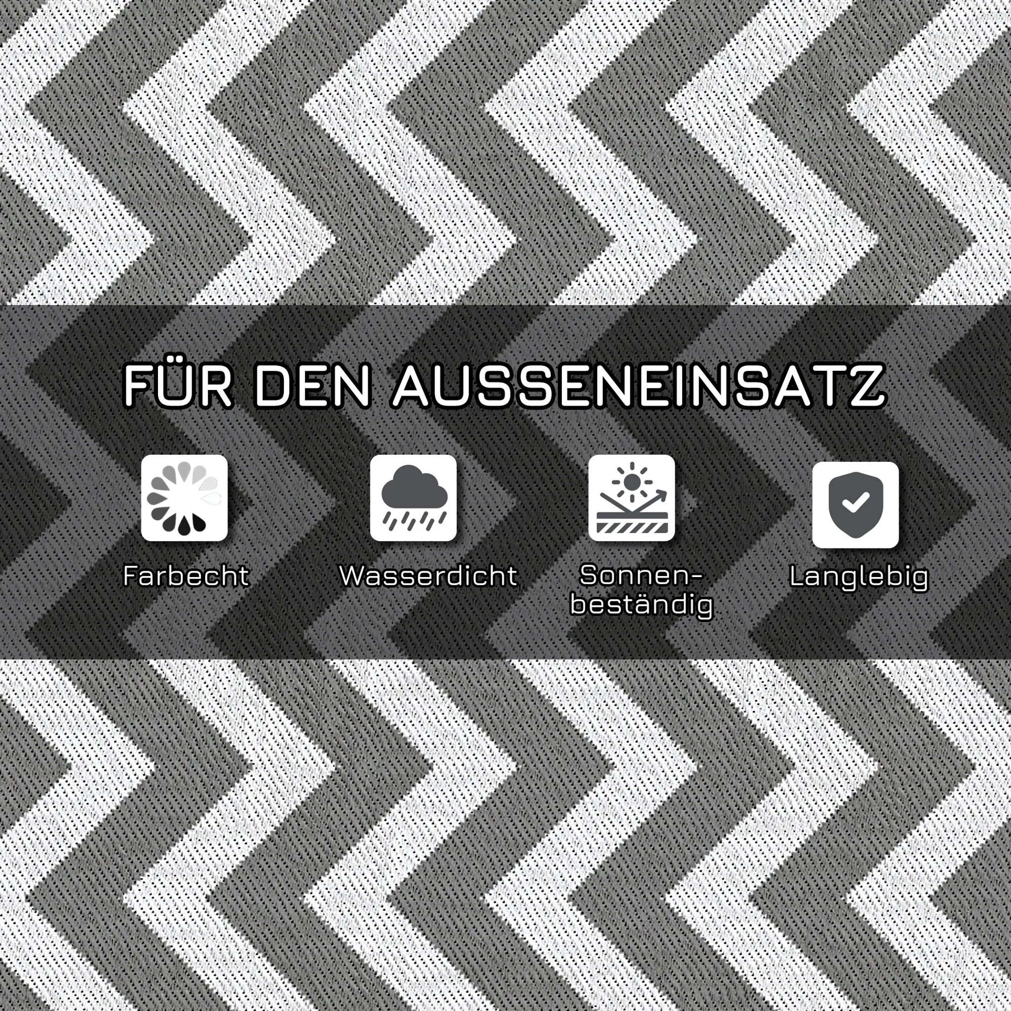 Outsunny Outdoor-Teppich – wasserdichter Kunststoffteppich mit doppelseitigem Design, Grau-Weiß, 121 × 182 cm