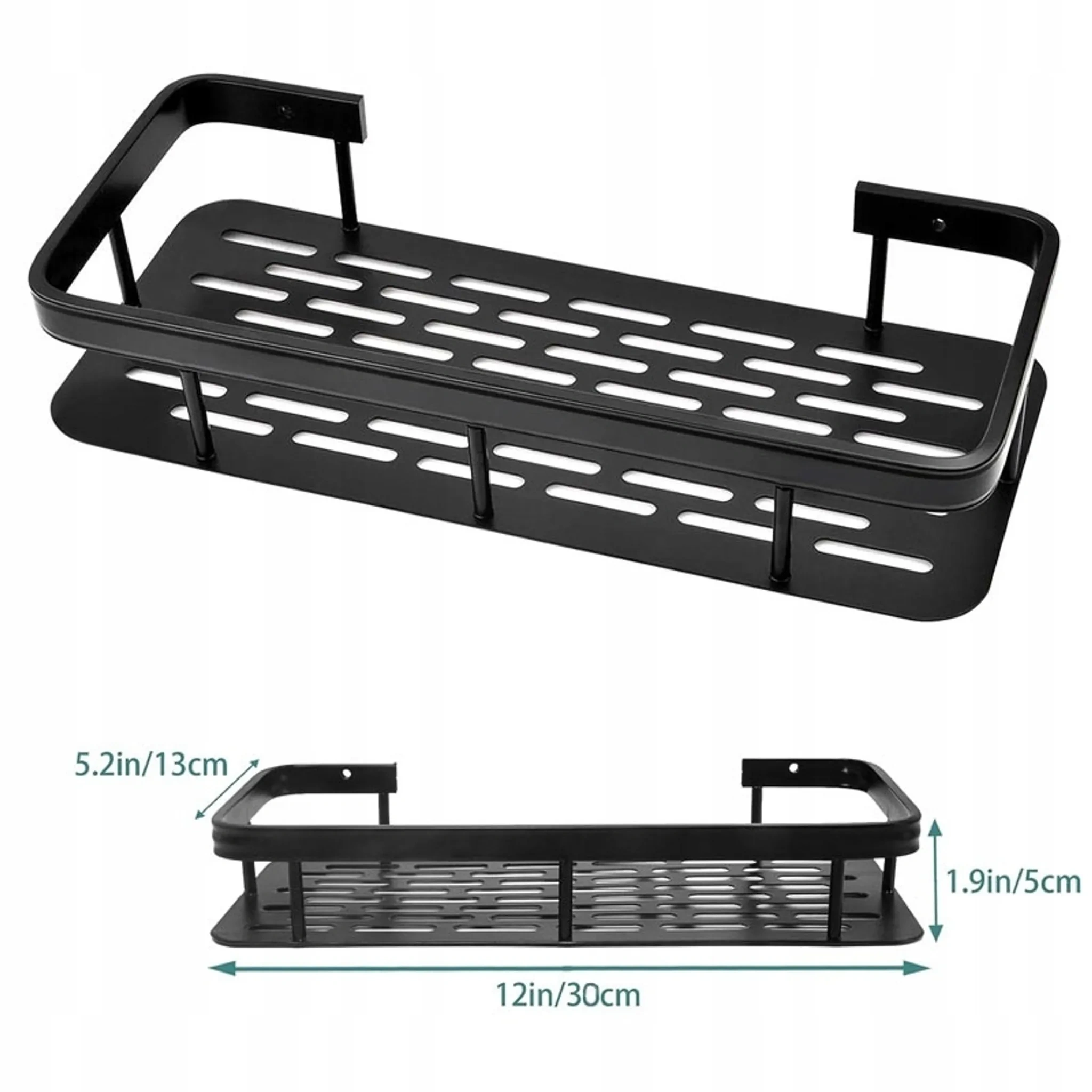 Badezimmer Hängeregal Schwarz – 2er Set Duschablagen aus Aluminium
