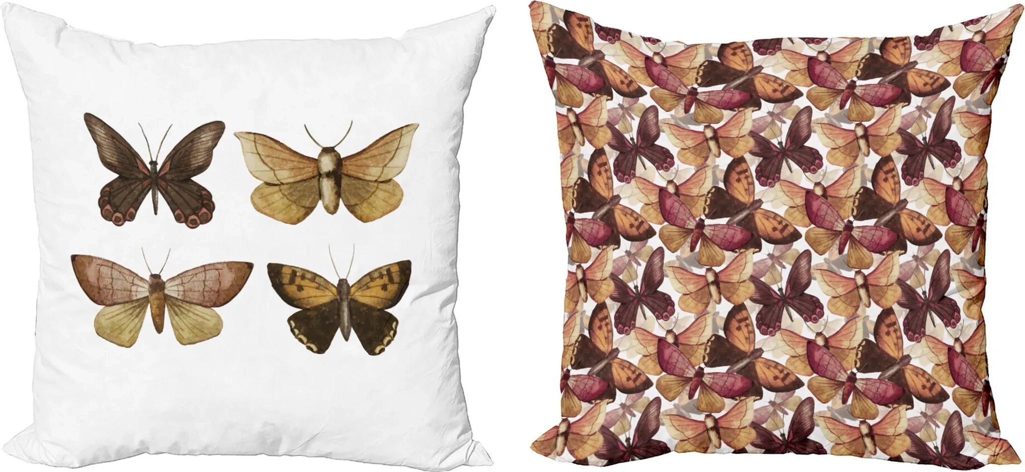 ABAKUHAUS Schmetterling Dekokissen 2er Set – Kissenbezug 50×50 cm, Erdige Farbtöne, Doppelseitiger Digitaldruck ABAKUHAUS Schmetterling Dekokissen 2er Set – Kissenbezug 50×50 cm, Erdige Farbtöne, Doppelseitiger Digitaldruck