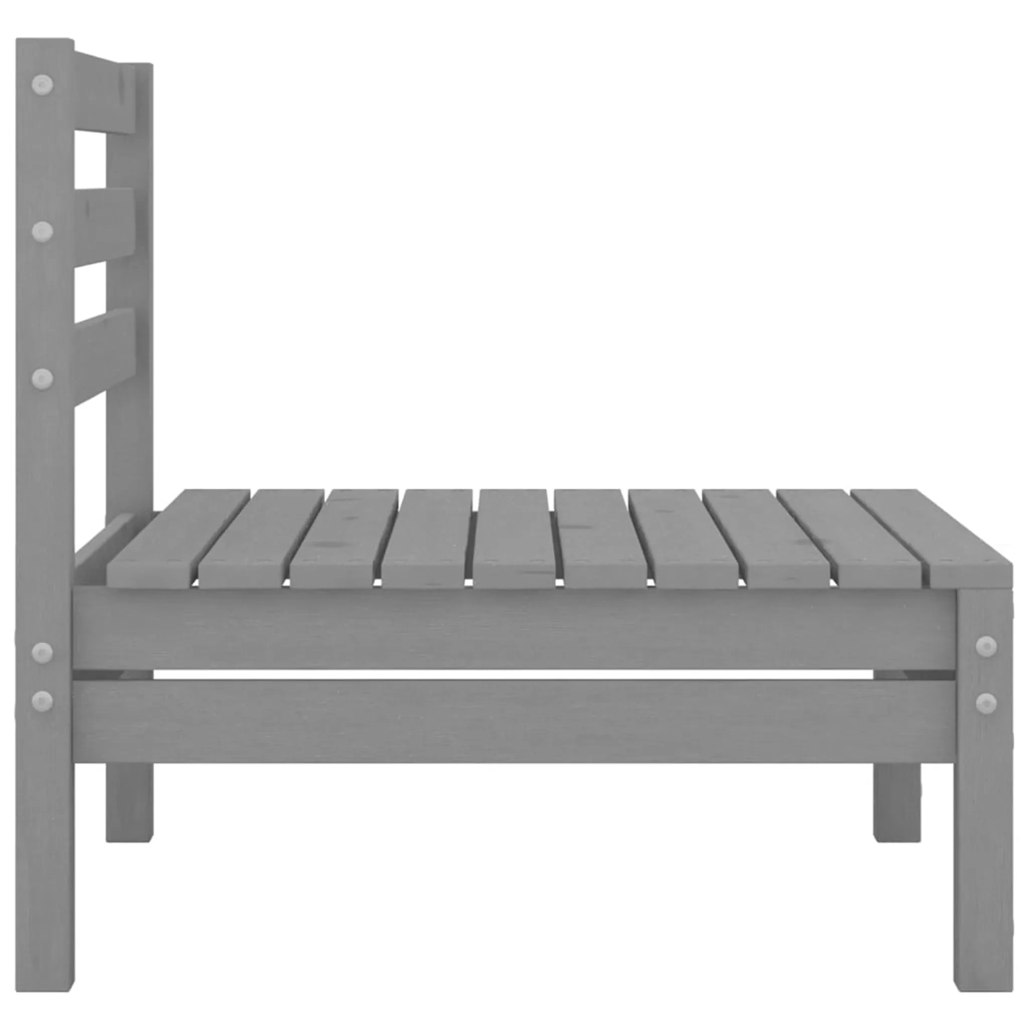Garten-Mittelsofa aus massivem Kiefernholz – Grau – 63,5 × 63,5 × 62,5 cm