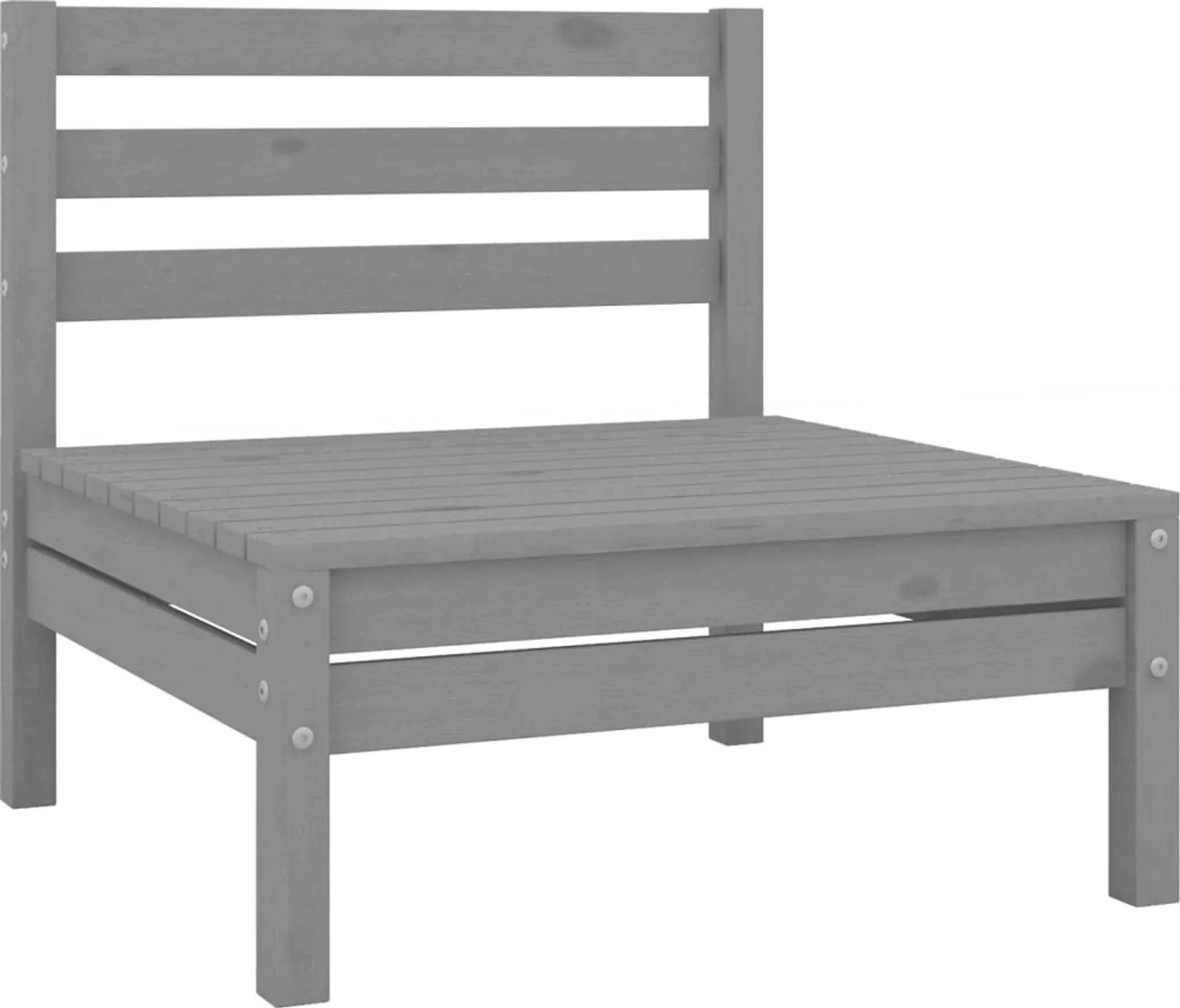 Garten-Mittelsofa aus massivem Kiefernholz – Grau – 63,5 × 63,5 × 62,5 cm Garten-Mittelsofa aus massivem Kiefernholz – Grau – 63,5 × 63,5 × 62,5 cm