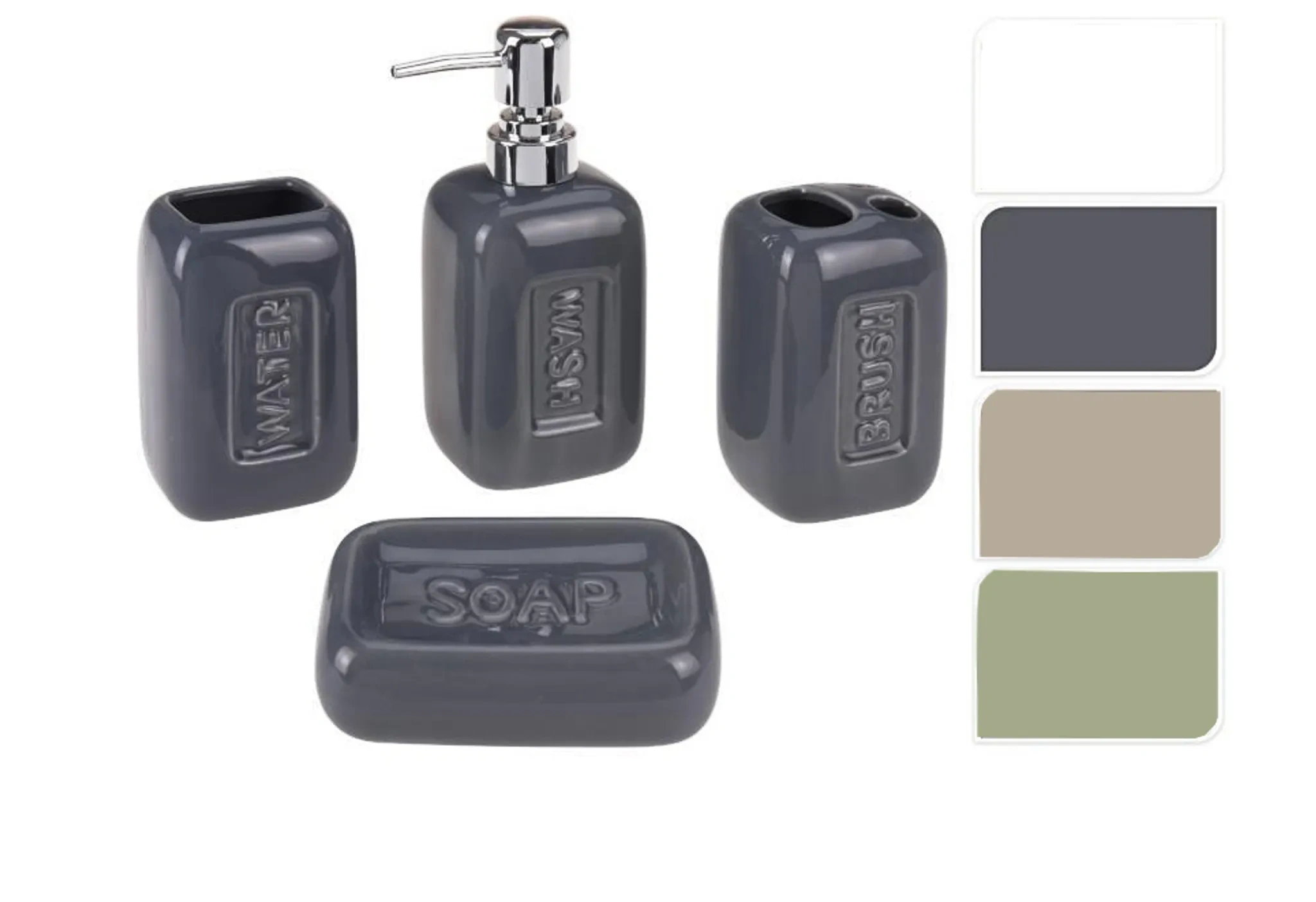 Bathroom Solutions Badezimmerzubehör-Set – 4-teilig, Keramik, Anthrazit