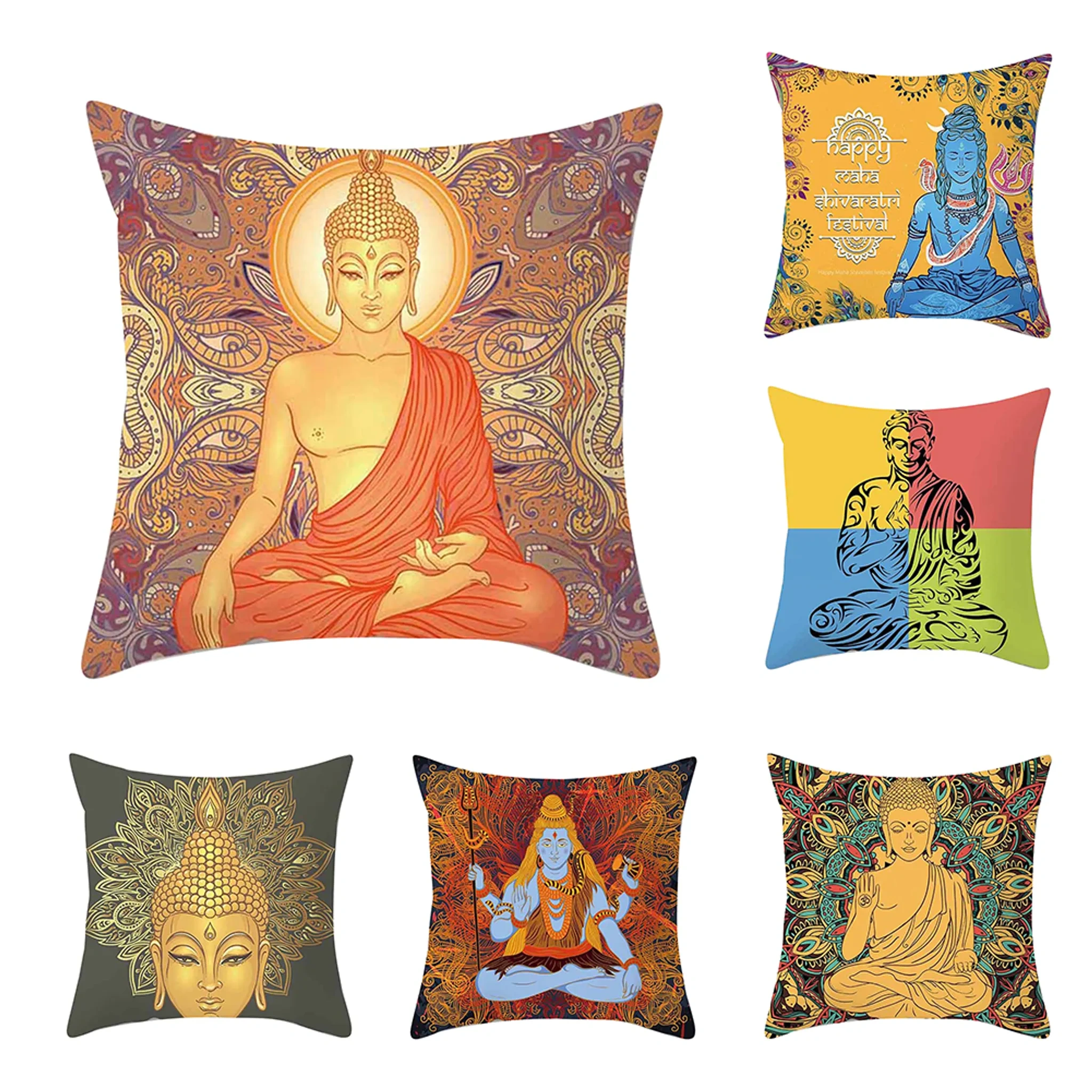 Indischer Elefant Ganesha Buddha Kissenbezug – Sofa Dekokissenhülle 45×45 cm