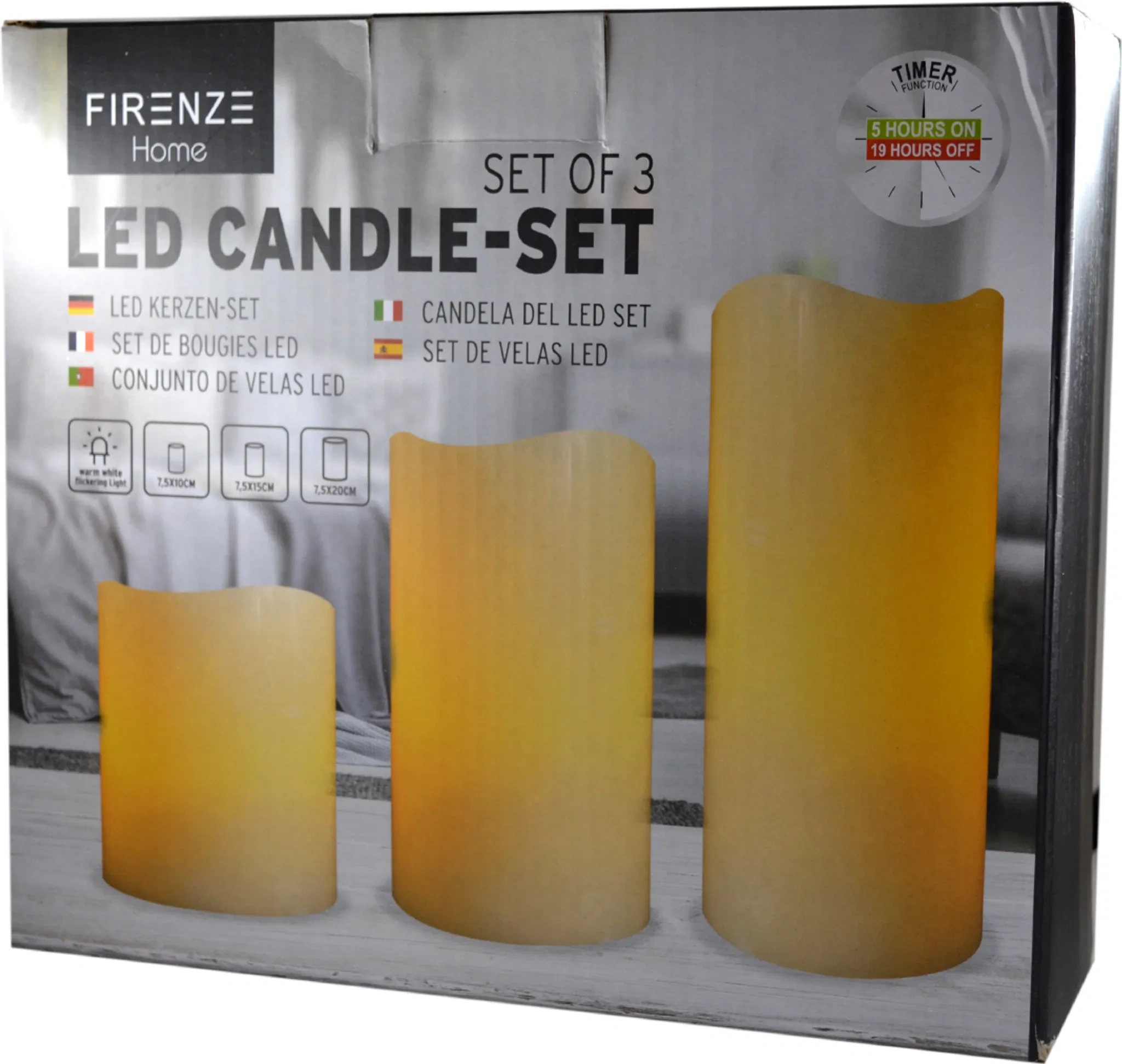 Cepewa LED Kerzen 3er Set Outdoor – Elfenbeinfarben, flackernd, mit Timerfunktion
