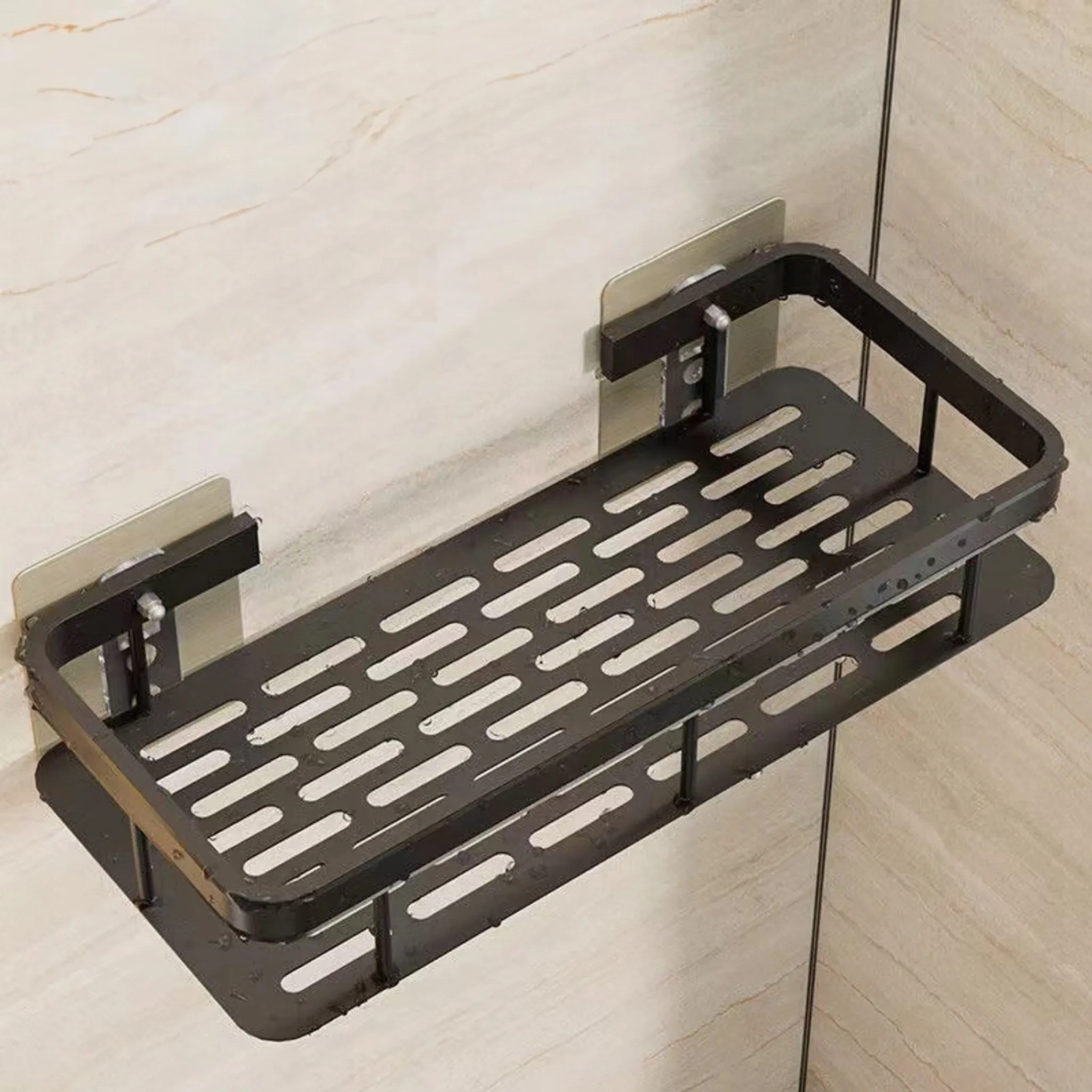 Badezimmer Hängeregal Schwarz – 2er Set Duschablagen aus Aluminium