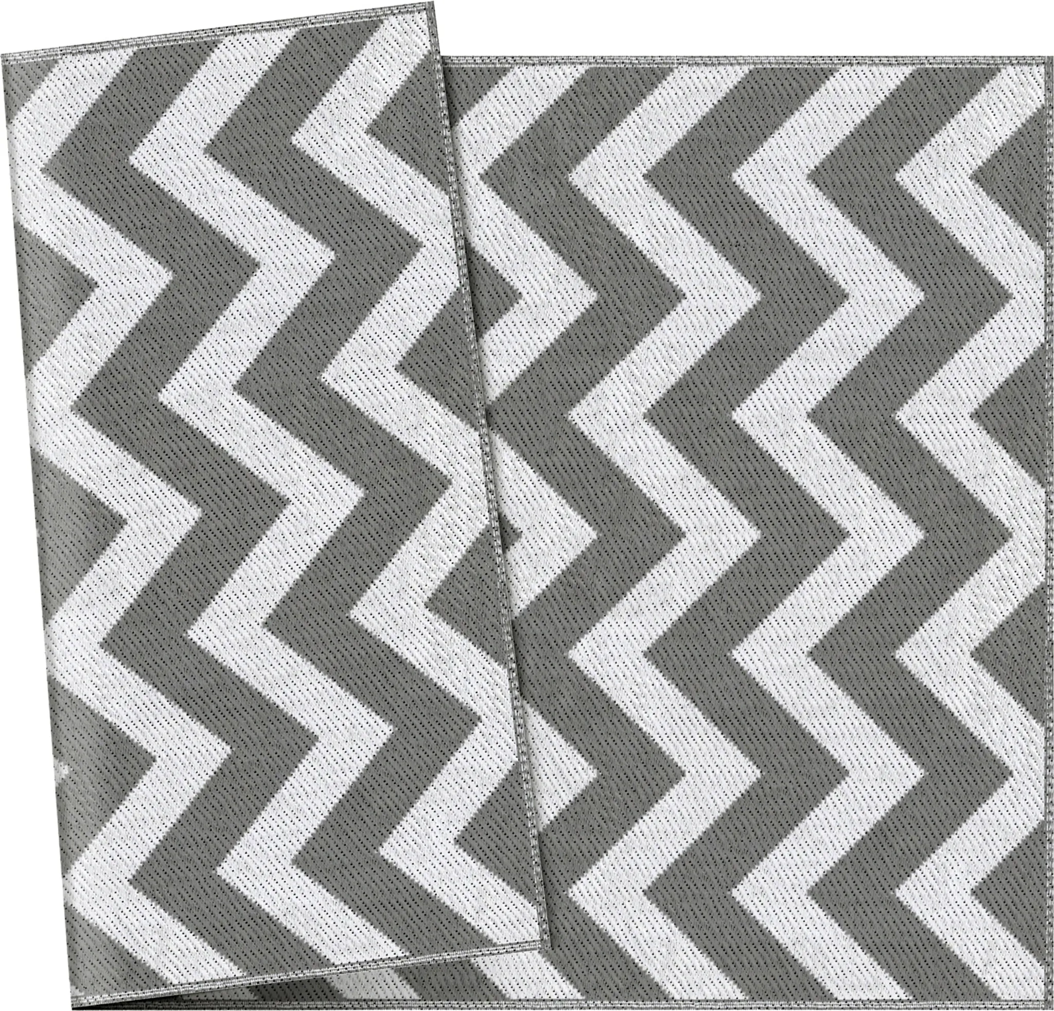 Outsunny Outdoor-Teppich – wasserdichter Kunststoffteppich mit doppelseitigem Design, Grau-Weiß, 121 × 182 cm